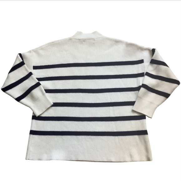 MNG Cream and Blue Striped Mock Neck Sweater - Picture 5 of 6